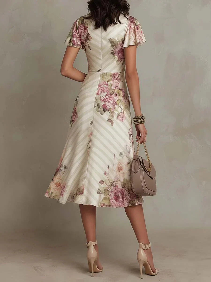 Celeste | Ruched Floral Wrap Midi Dress