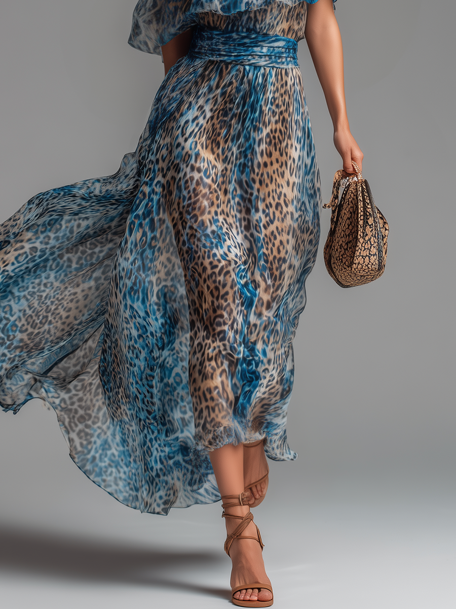 Seraphina | One-Shoulder Leopard Maxi Dress