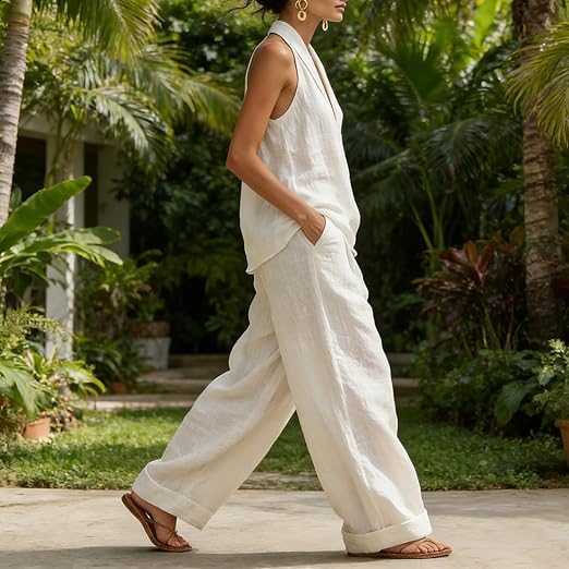 Ainhoa | Linen-Textured Two-Piece Set for Effortless Style