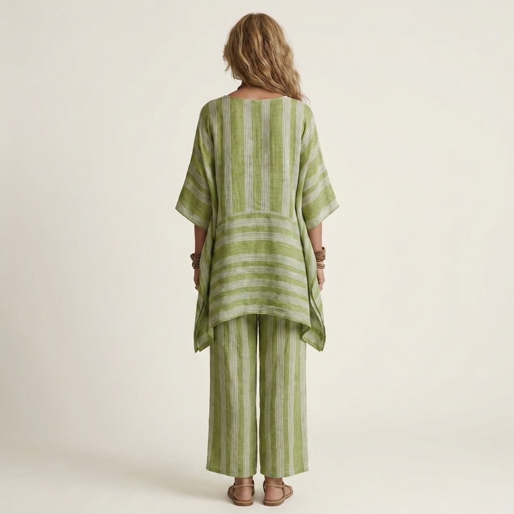Kiara | Chic Two-Piece Striped Cotton-Linen Set – Lightweight, Breathable & Effortless Style