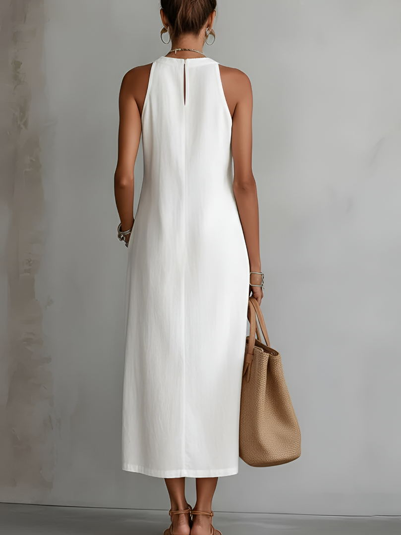 Maribel | Lace-Trim Halter Midi Dress