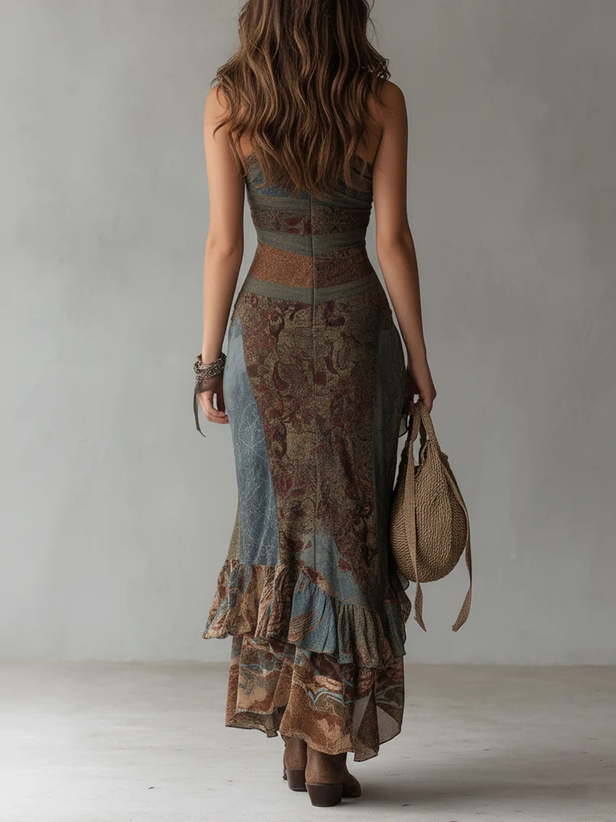 Seraphine | One-Shoulder Printed Ruched Maxi Dress