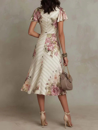 Celeste | Ruched Floral Wrap Midi Dress
