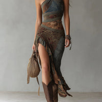 Seraphine | One-Shoulder Printed Ruched Maxi Dress