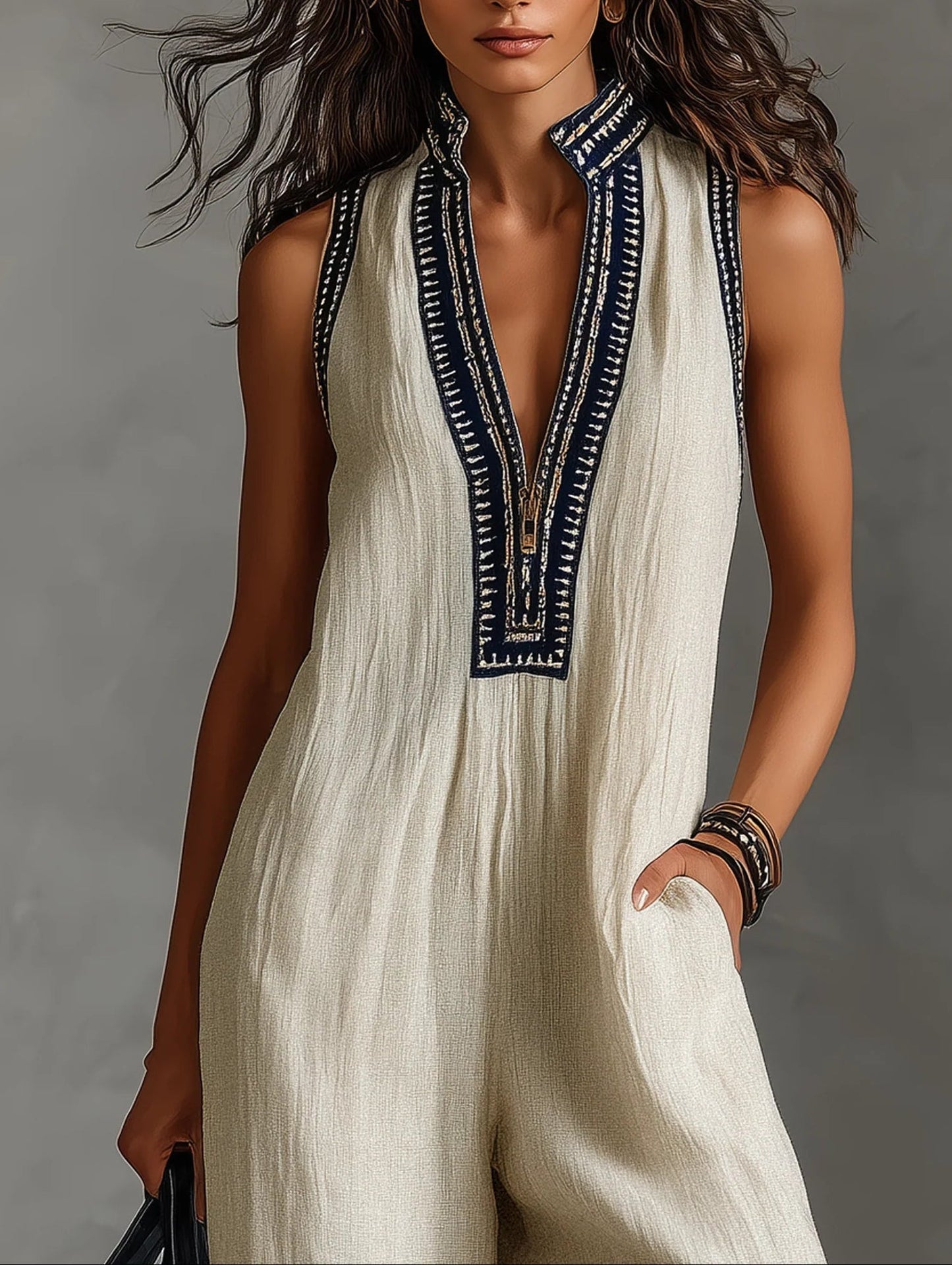 Maribel | Embroidered Wide-Leg Jumpsuit
