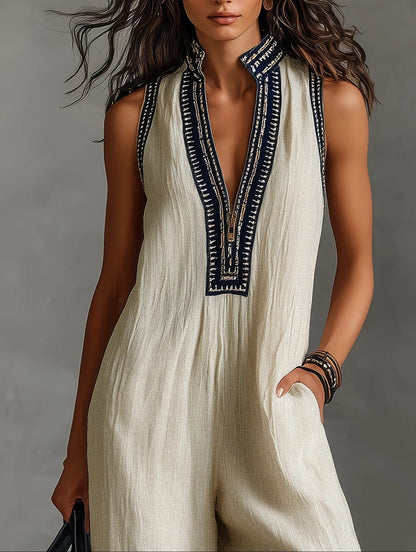 Maribel | Embroidered Wide-Leg Jumpsuit