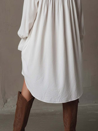 Lucia Lace-Detail Shirt Dress - Effortless Elegance