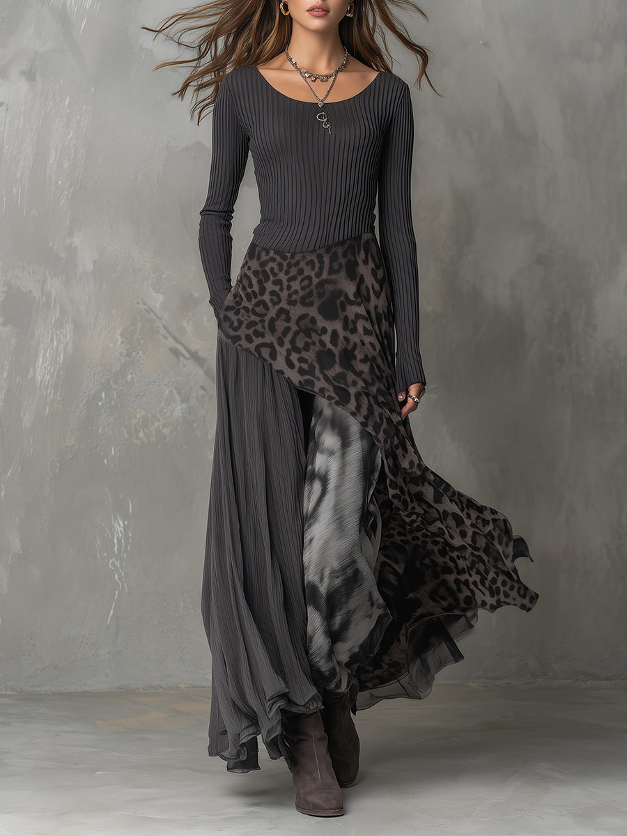 Martina | Boho-Chic Long Leopard-Print Dress • S1