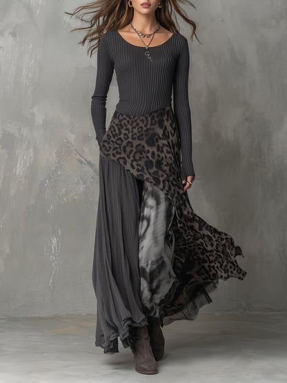 Martina | Boho-Chic Long Leopard-Print Dress • S1