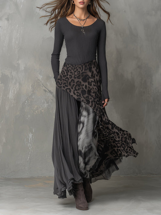 Martina | Boho-Chic Long Leopard-Print Dress • S1