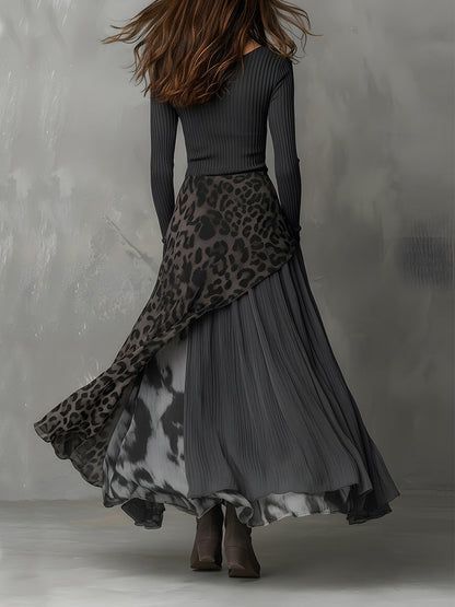 Martina | Boho-Chic Long Leopard-Print Dress • S1