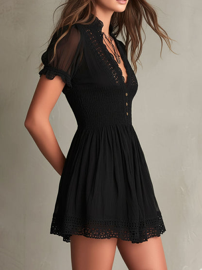 Timeless Muse Lace-Trim Mini Dress