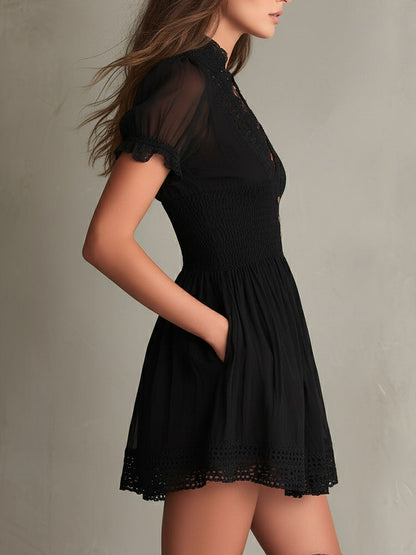 Timeless Muse Lace-Trim Mini Dress