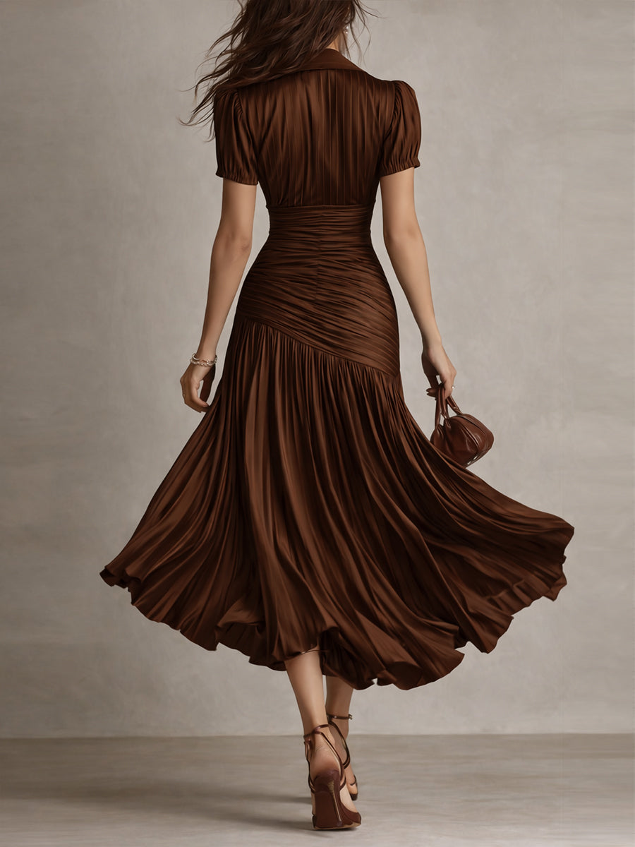 Isla | Pleated Striped Shirt Midi Dress