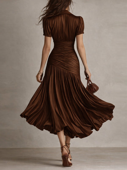 Isla | Pleated Striped Shirt Midi Dress