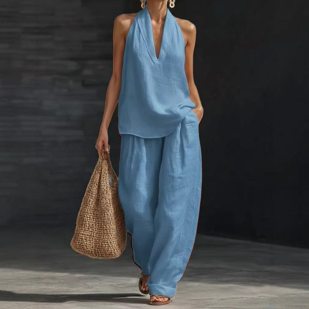Ainhoa | Linen-Textured Two-Piece Set for Effortless Style