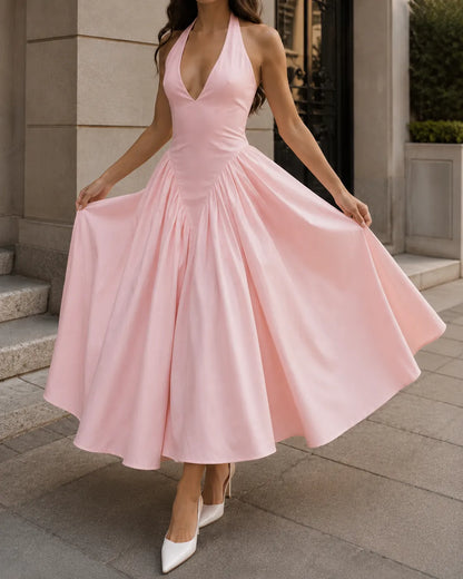 Celeste Halter-Neck Elegant Midi Dress