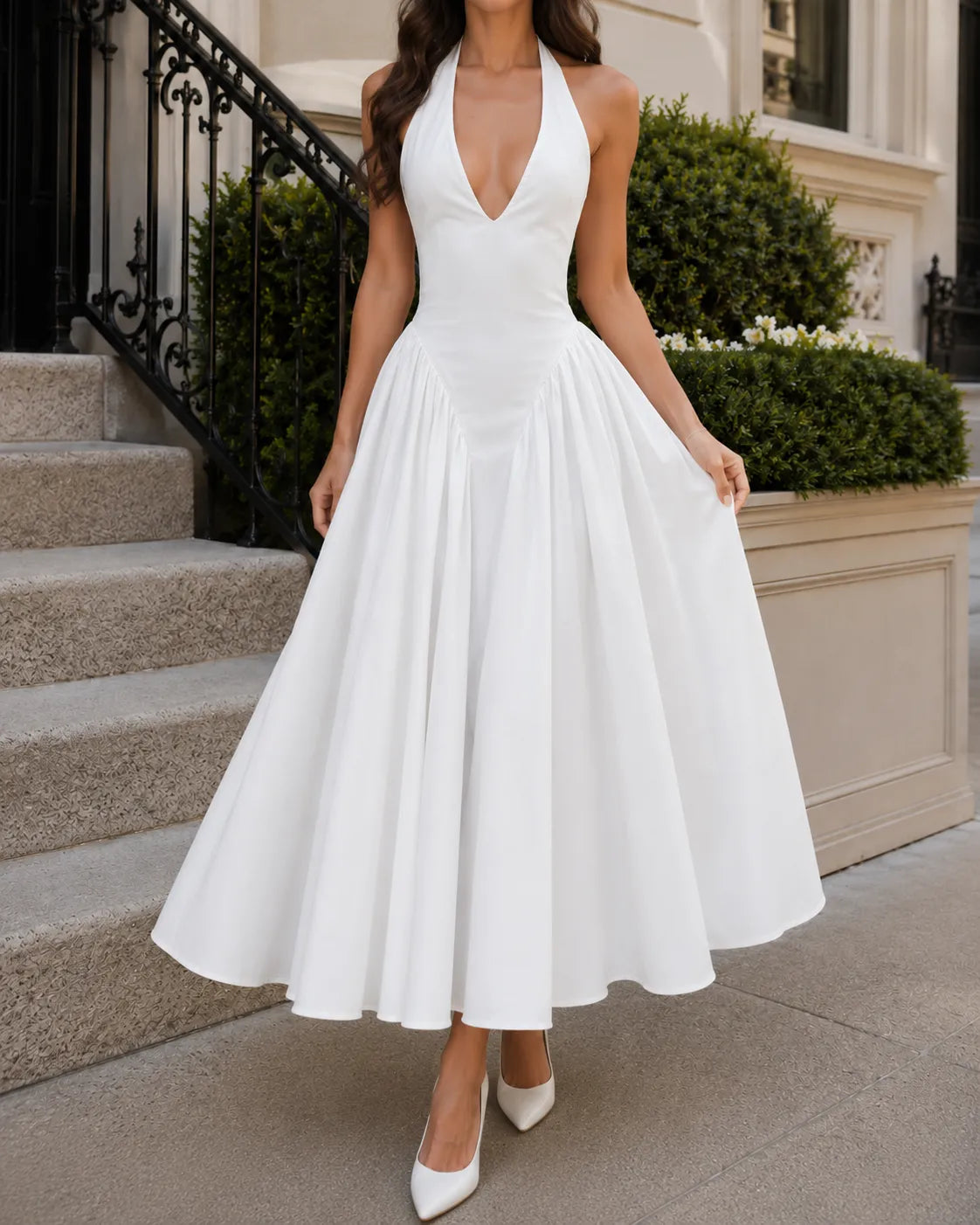 Celeste Halter-Neck Elegant Midi Dress