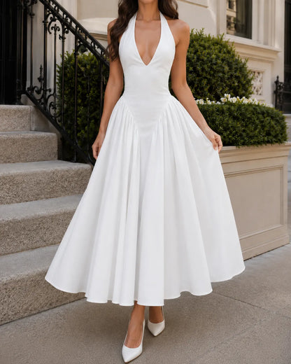 Celeste Halter-Neck Elegant Midi Dress