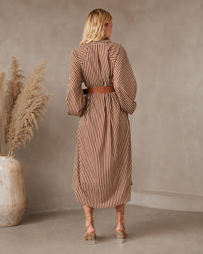 Sienna Belted Striped Midi Shirt Dress