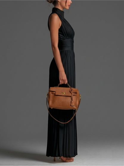 Zsófia Set – Elegant Black Pleated Chiffon Set • S1