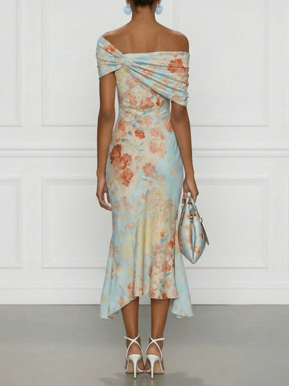Elowen | Floral Off-Shoulder Mermaid Midi Dress