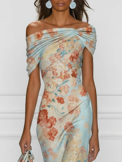 Elowen | Floral Off-Shoulder Mermaid Midi Dress