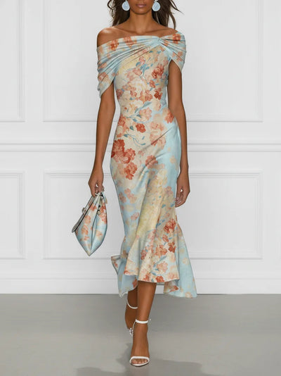 Elowen | Floral Off-Shoulder Mermaid Midi Dress