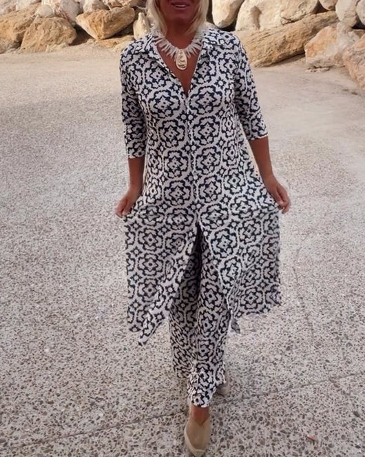 Sara™ Elegant Two-Piece Set with Button Closure