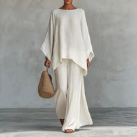 Cristina | Elegant Long-Sleeve Two-Piece Set with Relaxed-Fit Trousers