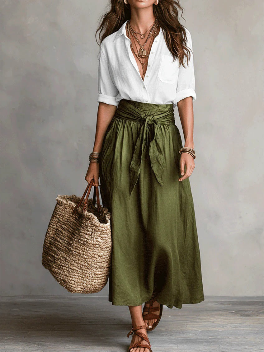 Camilla Tie-Waist Midi Set – Chic, Effortless Two-Piece Ensemble