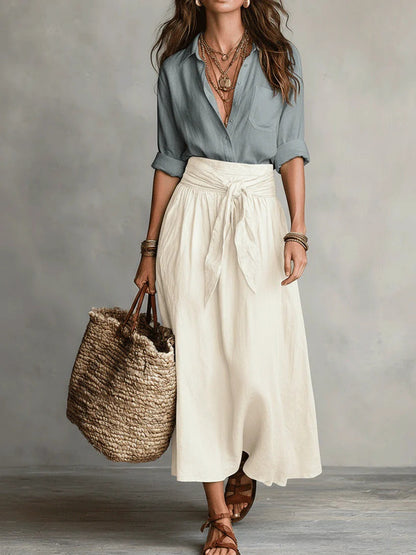 Camilla Tie-Waist Midi Set – Chic, Effortless Two-Piece Ensemble