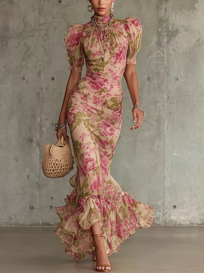 Rosalie | Floral Ruffle-Hem Midi Dress