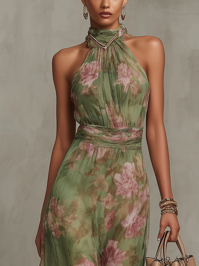 Seraphina | Floral Halter Maxi Dress
