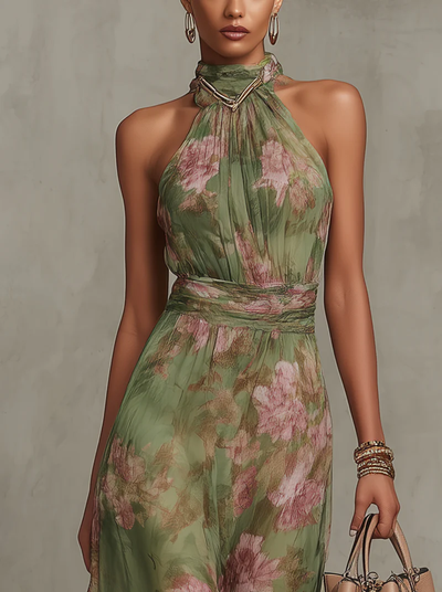 Seraphina | Floral Halter Maxi Dress