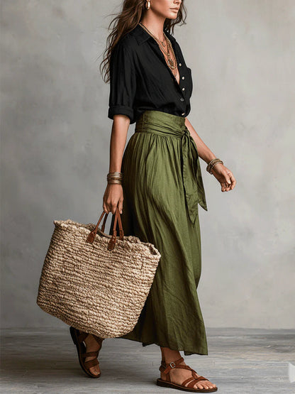 Camilla Tie-Waist Midi Set – Chic, Effortless Two-Piece Ensemble