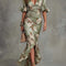 Liora | Floral Ruched Satin Dress