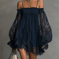 Elowen | Lace-Sleeve Off-Shoulder Mini Dress