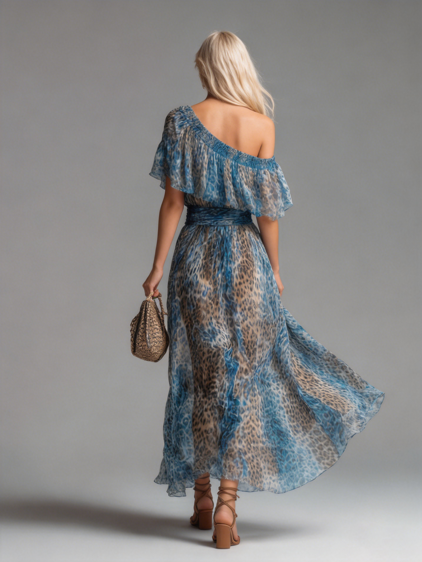 Seraphina | One-Shoulder Leopard Maxi Dress