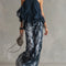 Ludovica | Navy Halter Top & Printed Wide-Leg Set — Sleek, Effortless Style