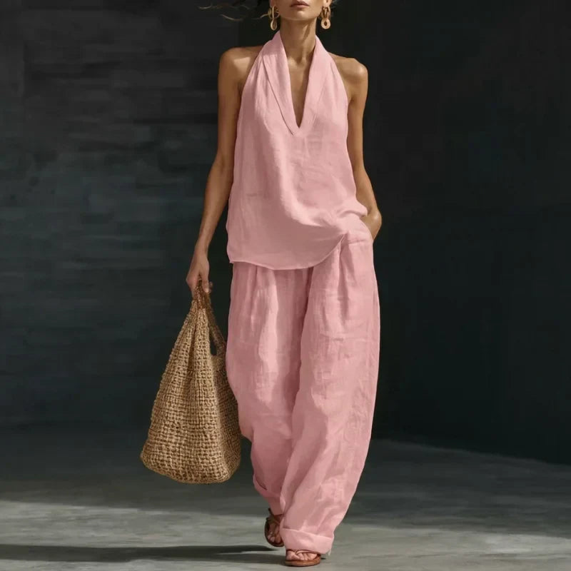 Ainhoa | Linen-Textured Two-Piece Set for Effortless Style