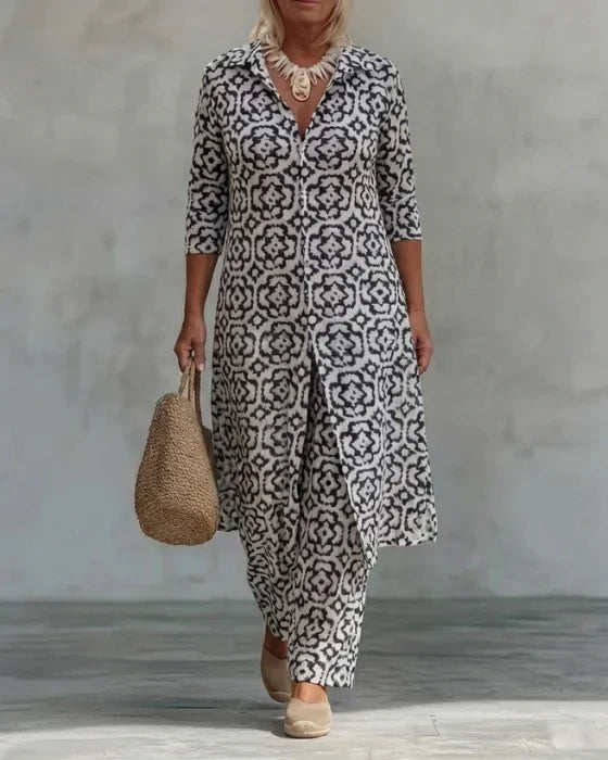Sara™ Elegant Two-Piece Set with Button Closure