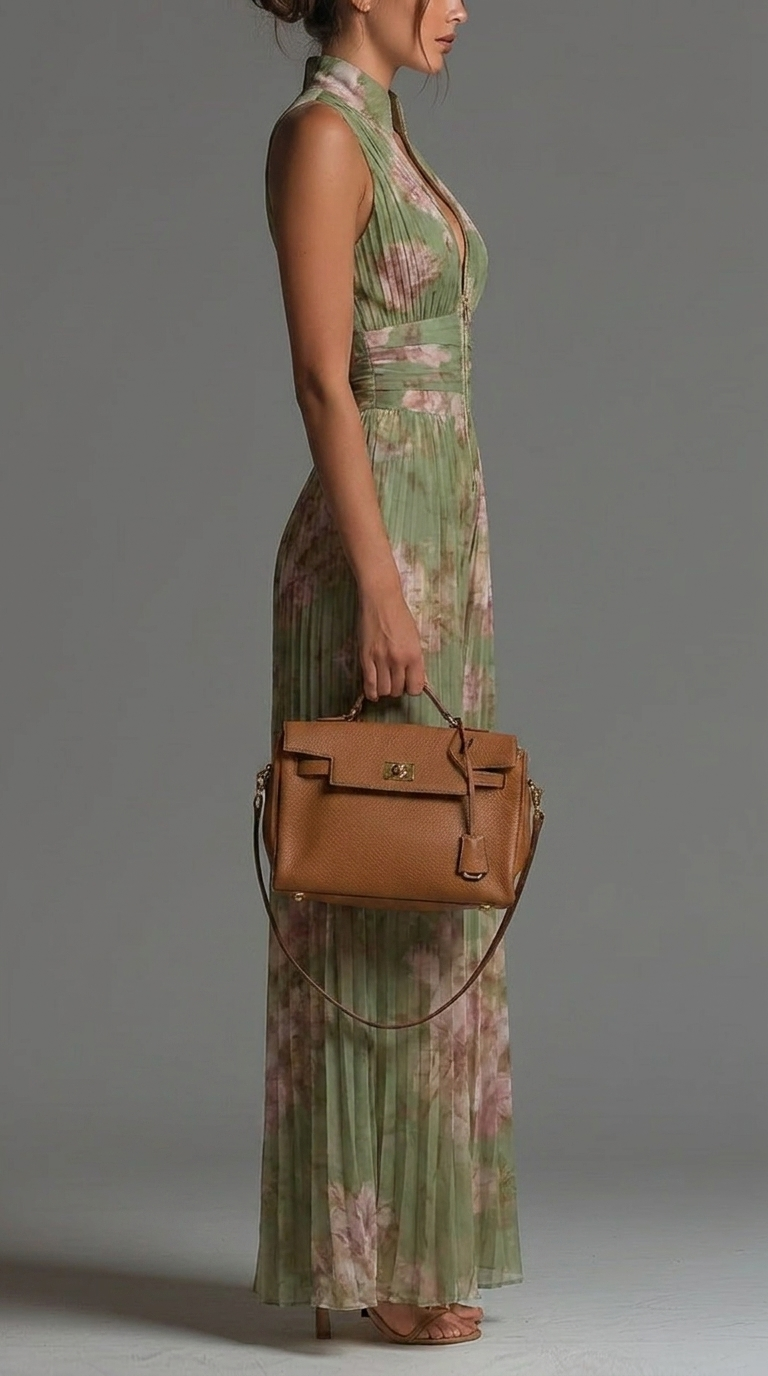 Chic Pleated Floral Chiffon Jumpsuit • S1