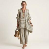 Kiara | Chic Two-Piece Striped Cotton-Linen Set – Lightweight, Breathable & Effortless Style