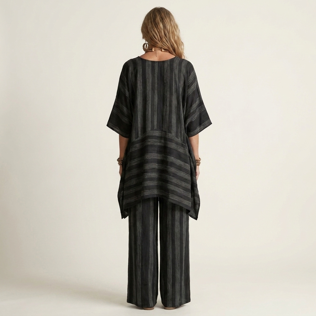 Kiara | Chic Two-Piece Striped Cotton-Linen Set – Lightweight, Breathable & Effortless Style