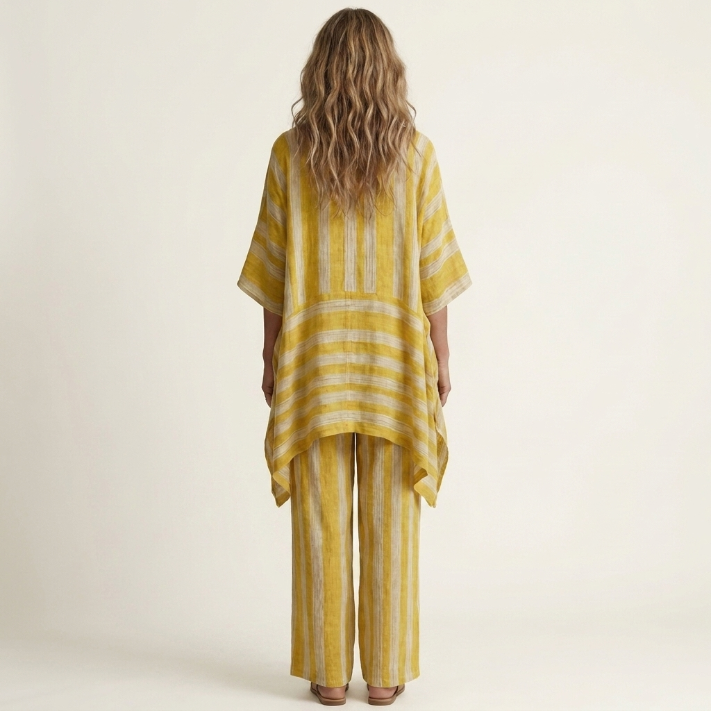 Kiara | Chic Two-Piece Striped Cotton-Linen Set – Lightweight, Breathable & Effortless Style