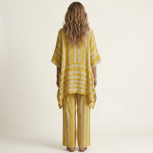 Kiara | Chic Two-Piece Striped Cotton-Linen Set – Lightweight, Breathable & Effortless Style