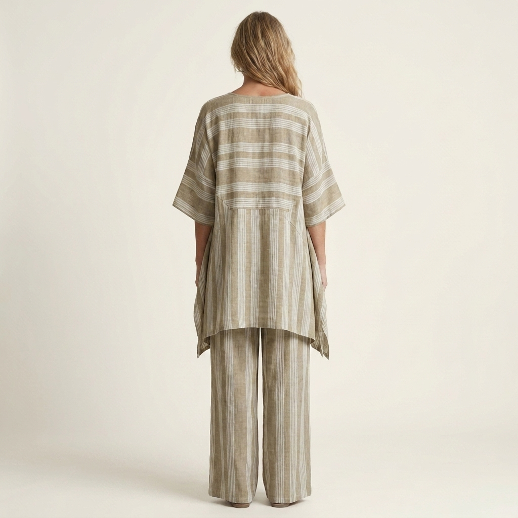 Kiara | Chic Two-Piece Striped Cotton-Linen Set – Lightweight, Breathable & Effortless Style