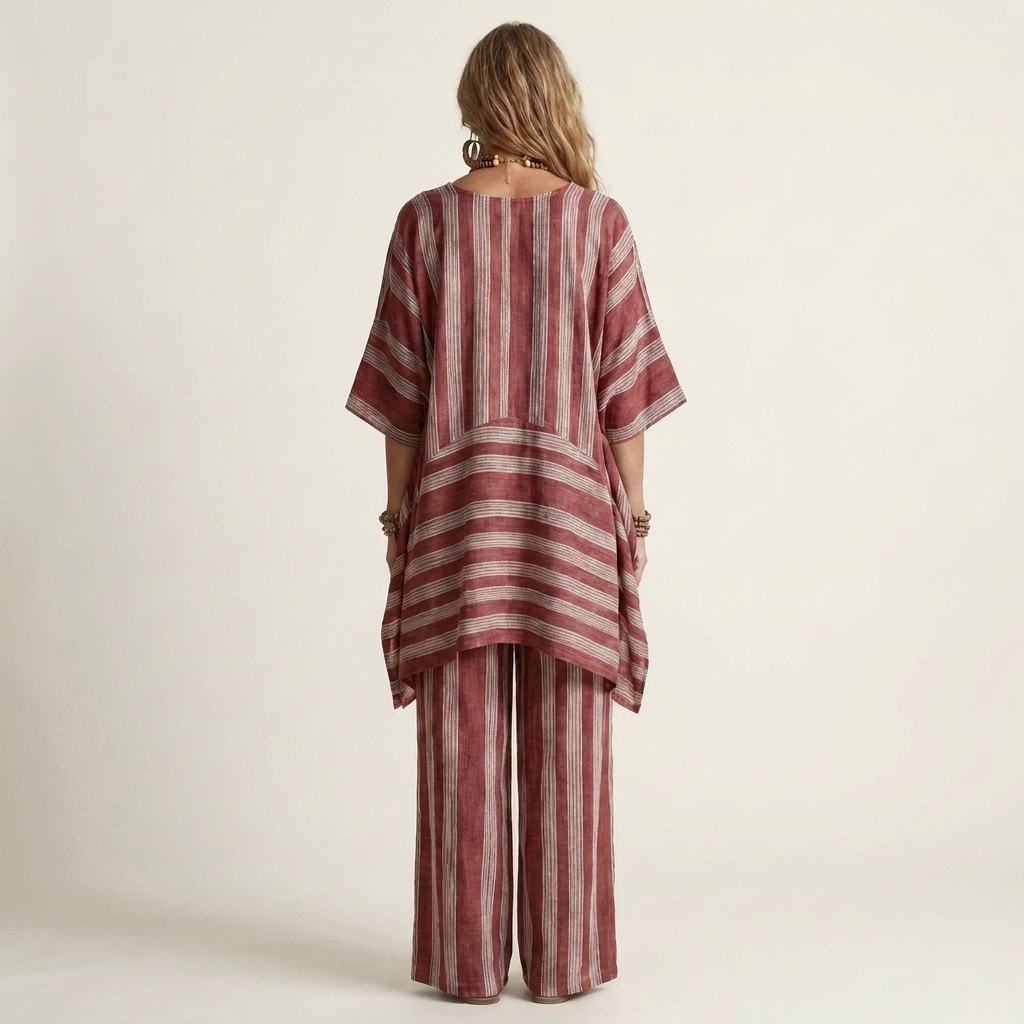 Kiara | Chic Two-Piece Striped Cotton-Linen Set – Lightweight, Breathable & Effortless Style