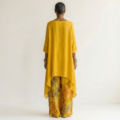 Cariola Cotton-Silk Two-Piece Set with an Elegant Asymmetric Tunic